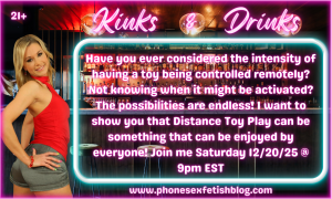 Kinks & Drinks show information graphic for 12/20/25 Distance Toy Play and all the Possibilities. Episode #12