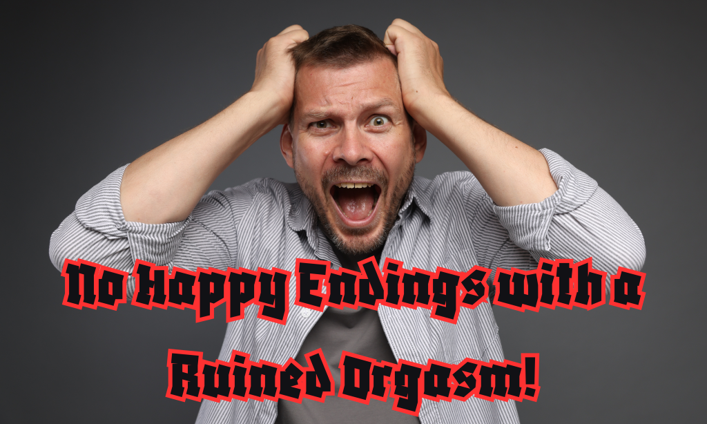 Ruined Orgasms with the Hybrid Mistress image (Man Screaming in Distress, caption "No Happy with Ruined Orgasms")