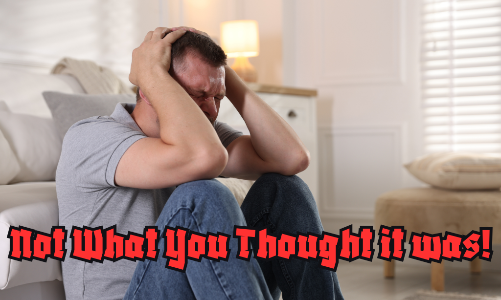 Ruined Orgasms with the Hybrid Mistress image (Man holding his head in disbelief, caption "Not what you thought it was!")