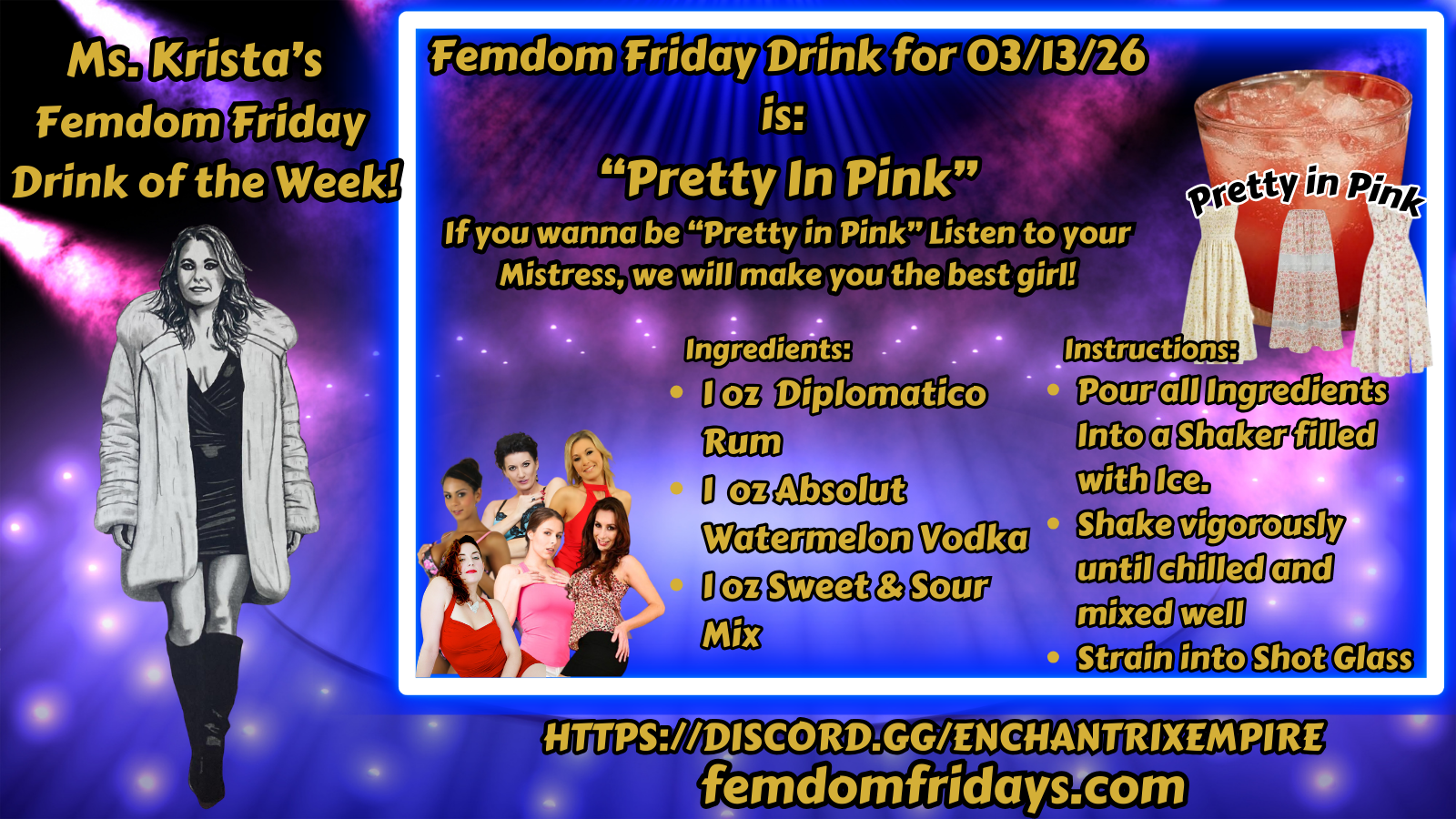 Femdom Friday Drink for 03/13/26"Pretty in Pink"