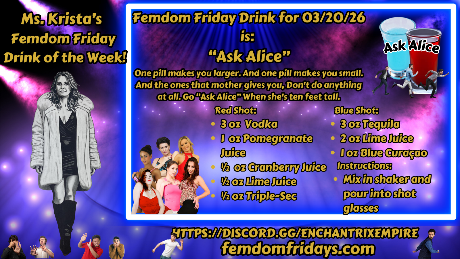 Femdom Friday Drink for 03/20/26"Ask Alice"