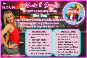 Kinks & Drinks specialty drink for 03/07/26 Episode #23 "She Bop"