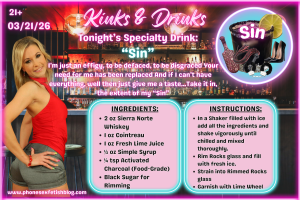 Kinks & Drinks specialty drink for 03/21/26 Episode #25 "Sin"