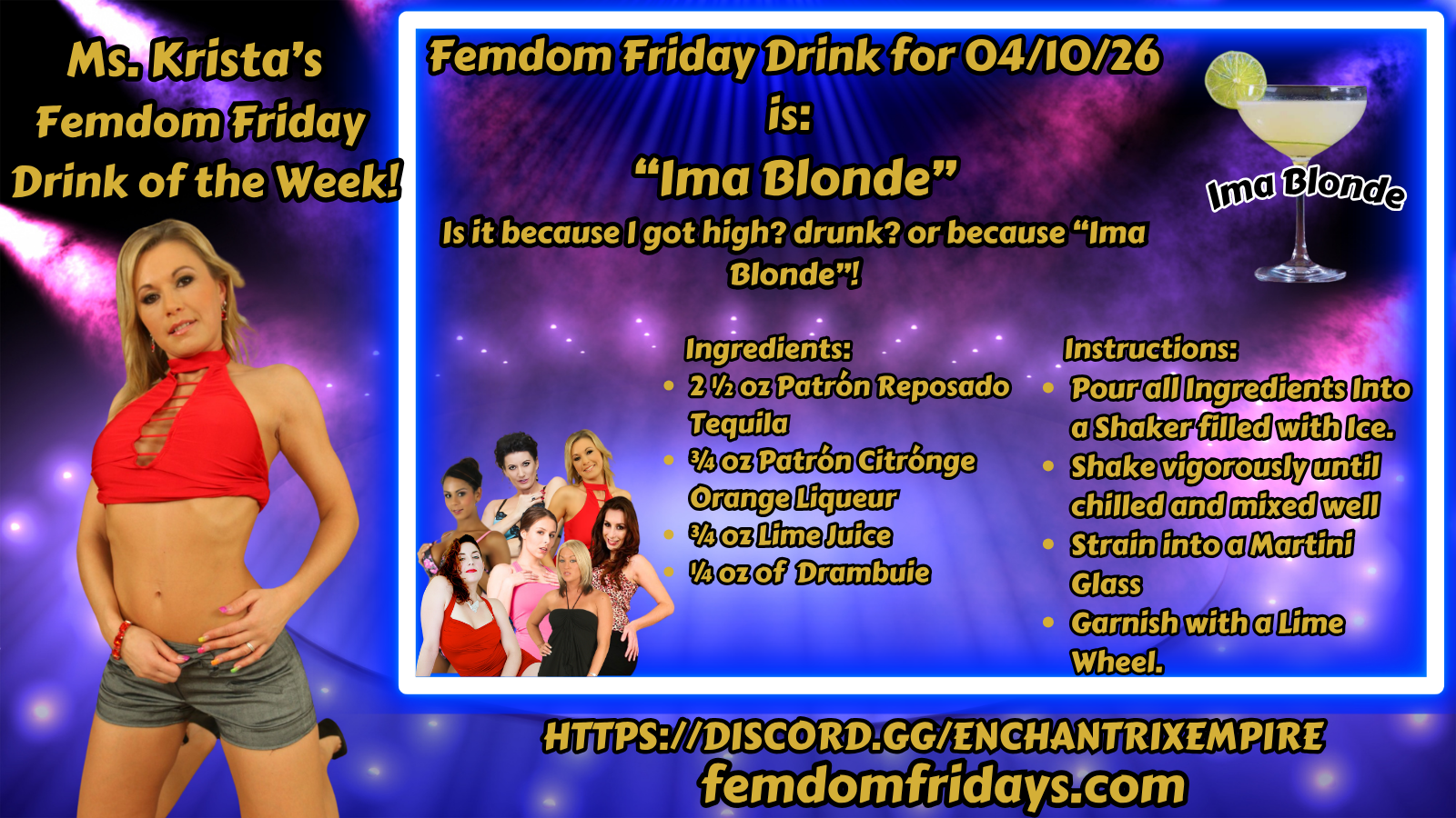 Femdom Friday Drink for 04/10/26 "Ima Blonde"