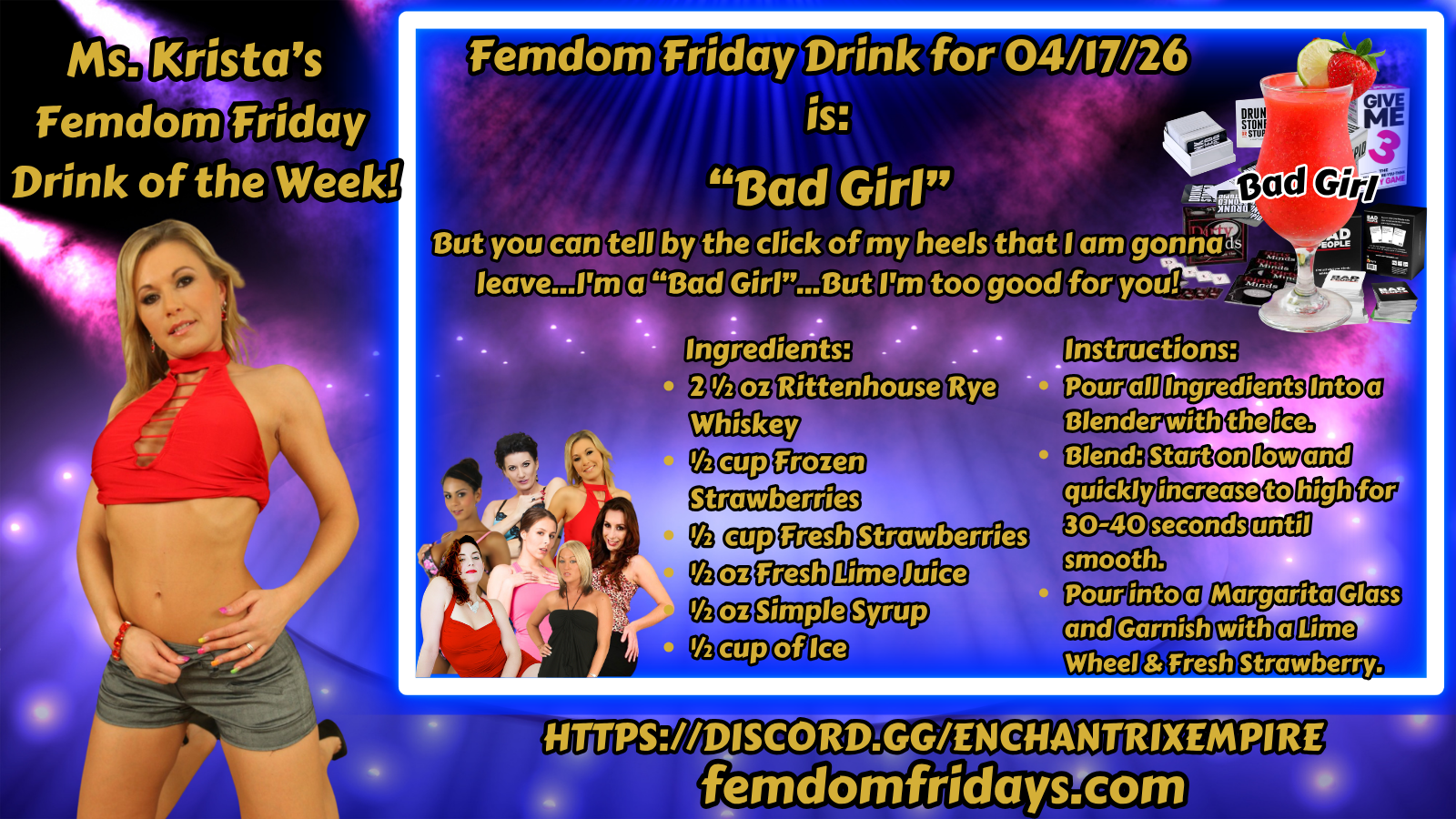 Femdom Friday Drink for 04/17/26 "Bad Girl"