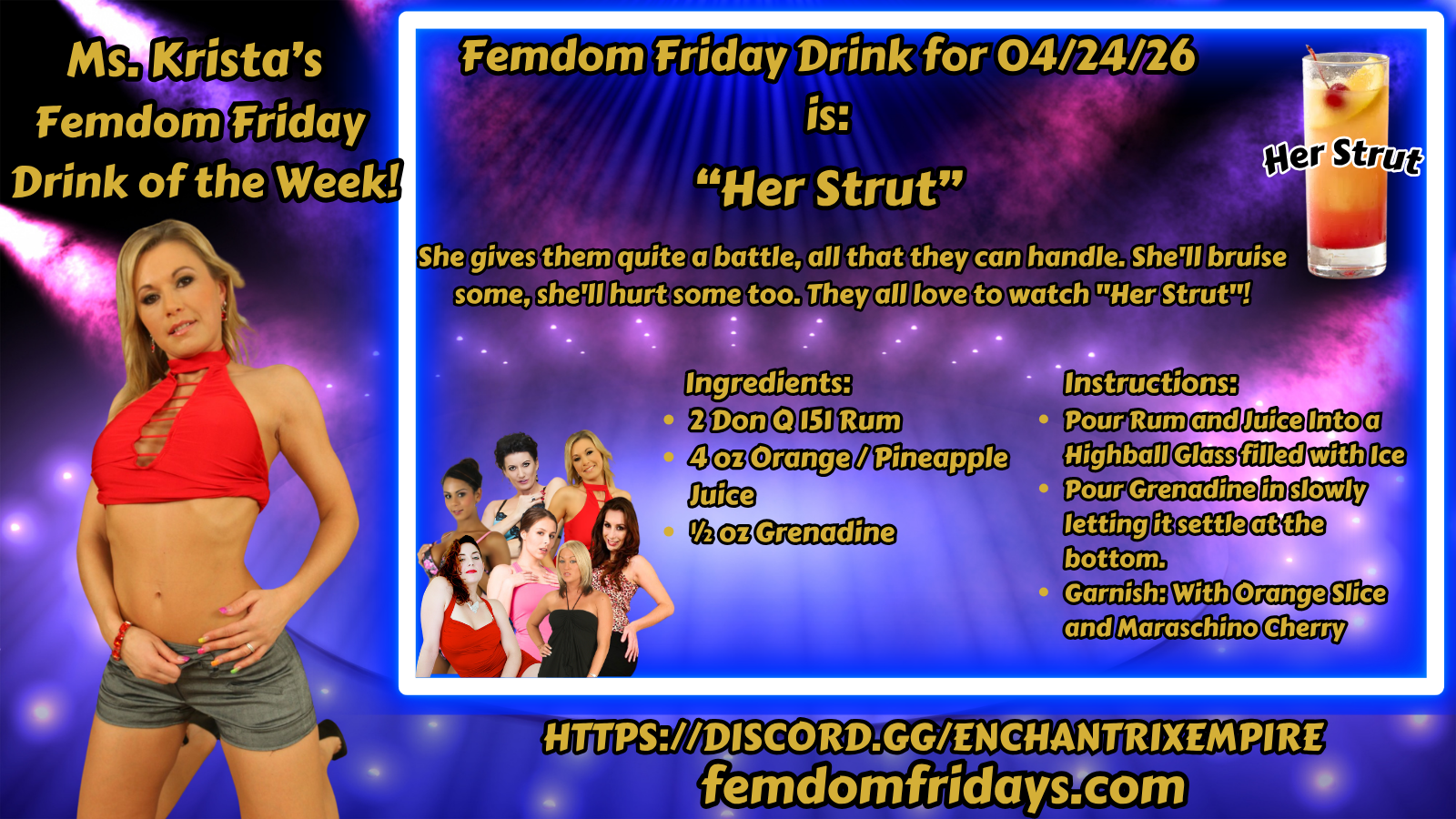 Femdom Friday Drink for 04/24/26 "Her Strut"
