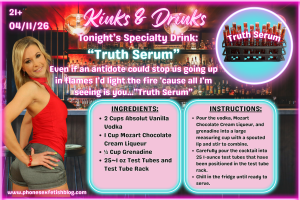 Kinks & Drinks specialty drink for 04/11/26 Episode #28 "Truth Serum"